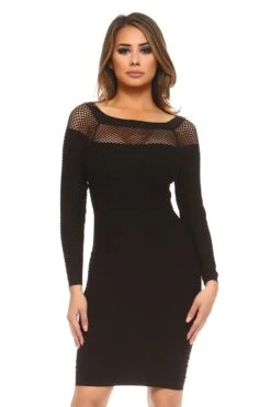 Bad And Bandage Mesh Inset Bodycon Dress -Selected Women's Clothing Store SML604 BLK 68a12236 8add 4f3b a576 bf0bbcb3e4b9