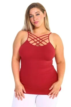 Plus Size Seamless Strappy Front Cami Top -Selected Women's Clothing Store SML613P CRM 12c9e6c1 c83e 4ad0 9502 1dc651141e2a
