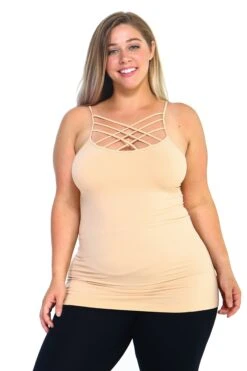 Plus Size Seamless Strappy Front Cami Top -Selected Women's Clothing Store SML613P NUD fdc79992 31ea 4e15 adb7 d91759fcaa29