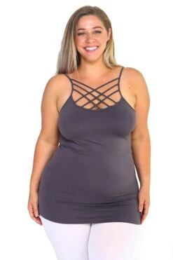 Plus Size Seamless Strappy Front Cami Top -Selected Women's Clothing Store SML613P SRK 2 244b6a2b 8cea 45d6 afac 3cafb780022d