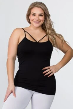 Plus Size Strappy And Sleek Seamless Tank Top -Selected Women's Clothing Store SML616P BLK 2