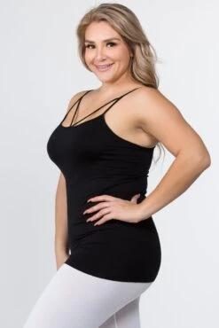 Plus Size Strappy And Sleek Seamless Tank Top -Selected Women's Clothing Store SML616P BLK 3