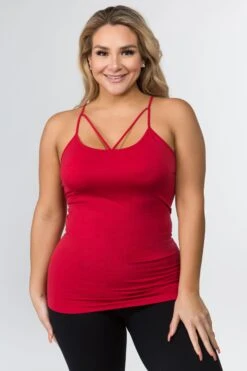 Plus Size Strappy And Sleek Seamless Tank Top -Selected Women's Clothing Store SML616P CRM
