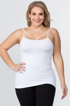 Plus Size Strappy And Sleek Seamless Tank Top -Selected Women's Clothing Store SML616P WHT 2