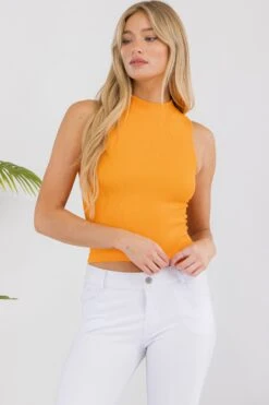 Women’s Always Classy Ribbed Mock Neck Tank -Selected Women's Clothing Store SML633 ORG 4