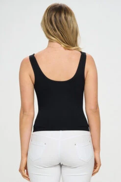 Women's Reversible Seamless Solid Ribbed Tank -Selected Women's Clothing Store SML636 BLK 3 l