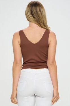 Women's Reversible Seamless Solid Ribbed Tank -Selected Women's Clothing Store SML636 COF 4 l