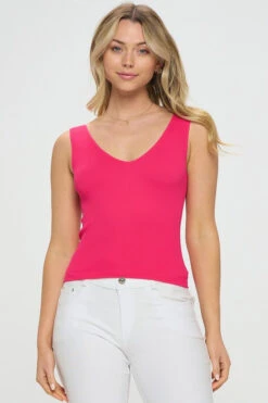 Women's Reversible Seamless Solid Ribbed Tank -Selected Women's Clothing Store SML636 FUS l