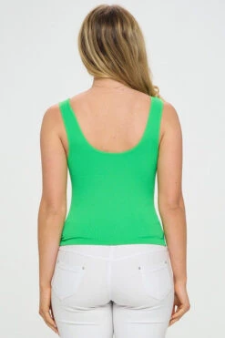 Women's Reversible Seamless Solid Ribbed Tank -Selected Women's Clothing Store SML636 GRN 3 l