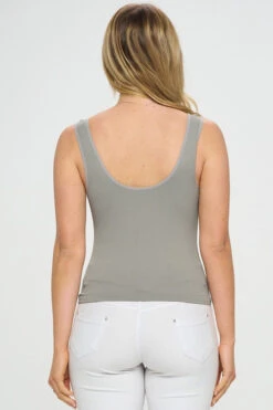 Women's Reversible Seamless Solid Ribbed Tank -Selected Women's Clothing Store SML636 GRY 3 l