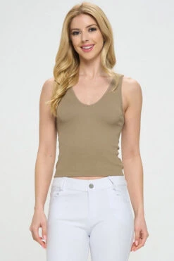 Women's Reversible Seamless Solid Ribbed Tank -Selected Women's Clothing Store SML636 LMO l