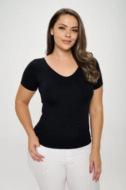 Plus Size Women’s Essential Reversible Seamless Short Sleeve Top