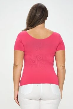 Plus Size Women’s Essential Reversible Seamless Short Sleeve Top -Selected Women's Clothing Store SML639P FUS 3