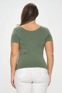 Plus Size Women’s Essential Reversible Seamless Short Sleeve Top -Selected Women's Clothing Store SML639P SOL 3