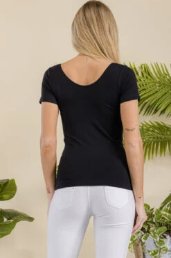 Women’s Essential Reversible Seamless Short Sleeve Top -Selected Women's Clothing Store SML639 BLK 3