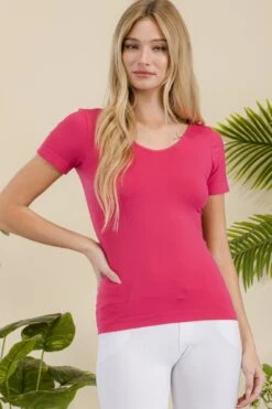 Women’s Essential Reversible Seamless Short Sleeve Top -Selected Women's Clothing Store SML639 FUS