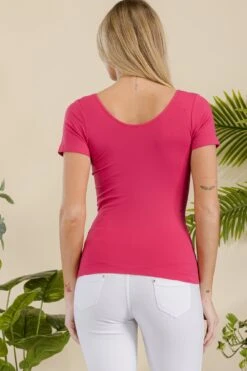 Women’s Essential Reversible Seamless Short Sleeve Top -Selected Women's Clothing Store SML639 FUS 3