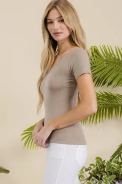 Women’s Essential Reversible Seamless Short Sleeve Top -Selected Women's Clothing Store SML639 LMO 2