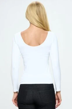 Seamless Long Sleeve Top -Selected Women's Clothing Store SML640 WHT 3