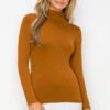 Women’s Bare Essential Seamless Mock Neck Long Sleeve Top -Selected Women's Clothing Store SML641 CAR l