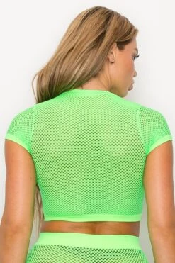 Women's Sheer Short Sleeves Fishnet Crop Top -Selected Women's Clothing Store SML650 NGE 3