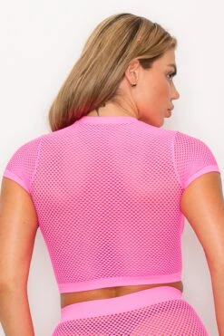 Women's Sheer Short Sleeves Fishnet Crop Top -Selected Women's Clothing Store SML650 NPK 3