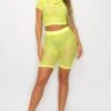 Women's Sheer Fishnet Top And Biker Shorts Set -Selected Women's Clothing Store SML650 NYL SML825FN001 NYL