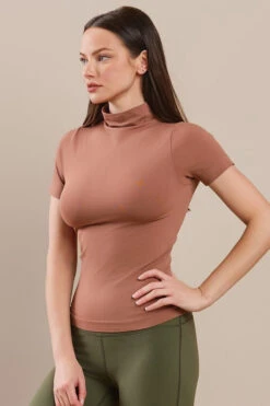 Essential Seamless Mock Neck Top -Selected Women's Clothing Store SML651 MCH 2 l