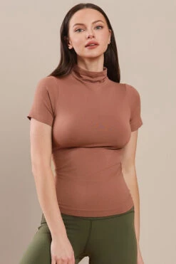 Essential Seamless Mock Neck Top -Selected Women's Clothing Store SML651 MCH l