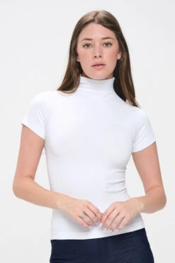 Essential Seamless Mock Neck Top -Selected Women's Clothing Store SML651 WHT l