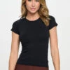 Seamless Crew Neck Short Sleeve -Selected Women's Clothing Store SML652 BLK l