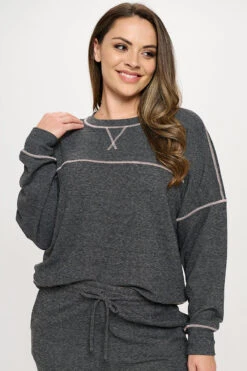 Plus Size Women's Ultra Soft Long Sleeve Crew Neck Top