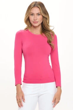 Women’s Essential Seamless Long Sleeve Top -Selected Women's Clothing Store SML656 FUS 827JN285 WHT 2