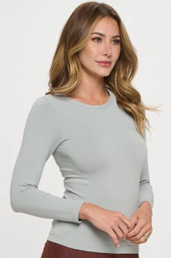 Women’s Essential Seamless Long Sleeve Top -Selected Women's Clothing Store SML656 GRY 827JN285 COF 3