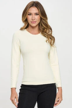 Women’s Essential Seamless Long Sleeve Top -Selected Women's Clothing Store SML656 IVY.1