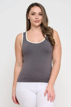 Plus Size Women’s Ringer Seamless Tank Top -Selected Women's Clothing Store SML658P CHAIVY 827JN251P WHT 3