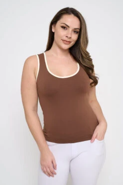 Plus Size Women’s Ringer Seamless Tank Top -Selected Women's Clothing Store SML658P COFIVY 827JN251P WHT 1