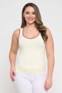 Plus Size Women’s Ringer Seamless Tank Top -Selected Women's Clothing Store SML658P IVYMCH 827JN251P WHT 3
