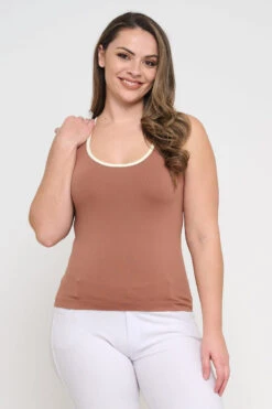 Plus Size Women’s Ringer Seamless Tank Top -Selected Women's Clothing Store SML658P MCHIVY 827JN251P WHT 4