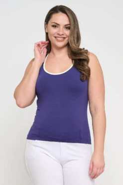 Plus Size Women’s Ringer Seamless Tank Top -Selected Women's Clothing Store SML658P MNBIVY 827JN251P WHT 4