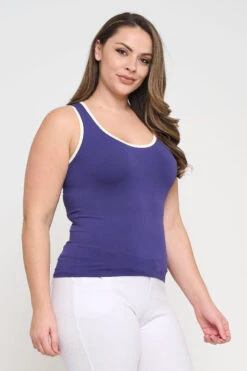 Plus Size Women’s Ringer Seamless Tank Top -Selected Women's Clothing Store SML658P MNBIVY 827JN251P WHT 5