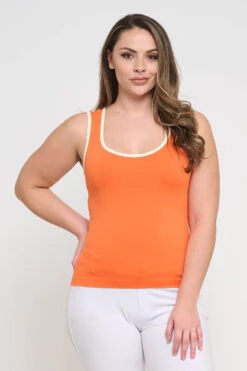 Plus Size Women’s Ringer Seamless Tank Top -Selected Women's Clothing Store SML658P RORIVY 827JN251P WHT 3