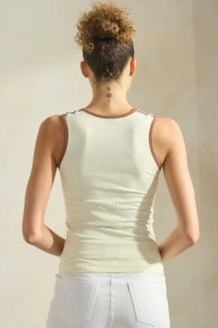 Women’s Ringer Seamless Tank Top -Selected Women's Clothing Store SML658 IVYMCH 817JG285 WHT 20