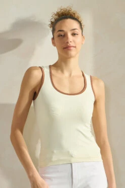 Women’s Ringer Seamless Tank Top -Selected Women's Clothing Store SML658 IVYMCH 817JG285 WHT 8