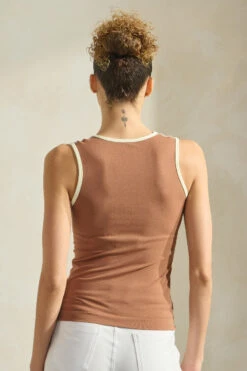 Women’s Ringer Seamless Tank Top -Selected Women's Clothing Store SML658 MCHIVY 817JG285 WHT 16