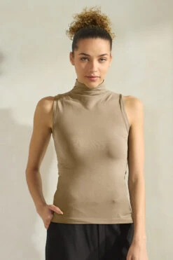 Plus Size Women’s Mock Neck Seamless Tank Top -Selected Women's Clothing Store SML659 LMO 817NPT005 LMO 2 LENGTH EDIT