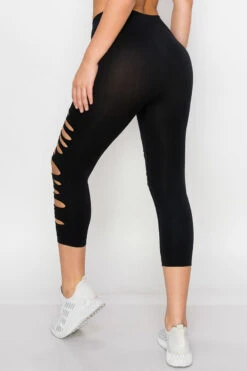 Ripped And Distressed Seamless Leggings -Selected Women's Clothing Store SML826011 BLK3