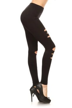Ripped And Distressed Seamless Leggings -Selected Women's Clothing Store SML827011 BLK 2 6c9bc244 0ee9 4dae 9e29 0d5f7b949cfa