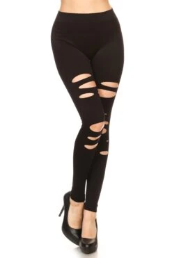 Ripped And Distressed Seamless Leggings -Selected Women's Clothing Store SML827011 BLK b320c1b8 57bd 4d13 a96d 37f1efb34414