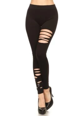 Ripped And Distressed Seamless Leggings -Selected Women's Clothing Store SML827015 BLK 2a86d00f 3d73 4b80 81c2 ab9f4b6d7e56